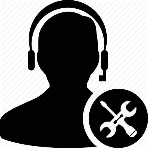 Enhanced Support Icon of Person with Headset and A Circle With Screwdriver & Spanner