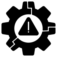 Minimum Disruption Icon of Cog With Triangle with ! Within