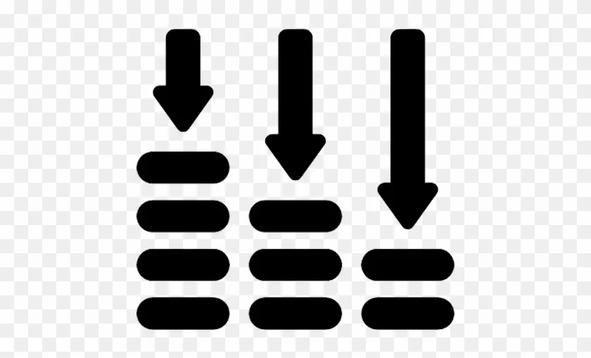 Cost Effective Icon of Three Decreasing Downward Pointing Arrows