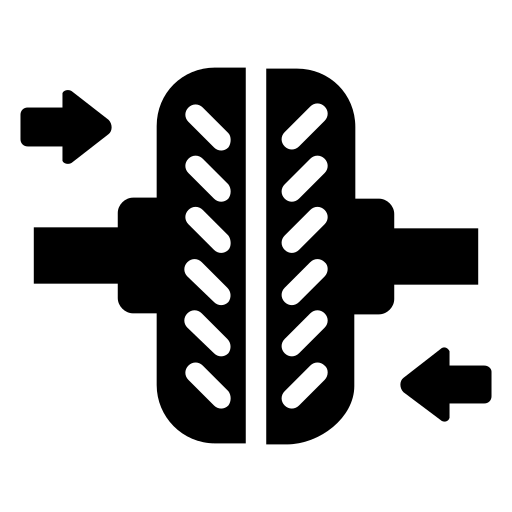 Technology Alignment Icon of Wheel with Inward Pointing Arrows on Both Ends