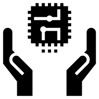 Future-Proofing Icon of Integrated Circuit Being Guarded with both Hands