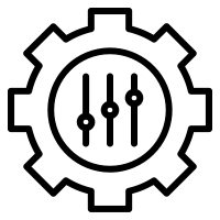 Centralized Management Icon of Cog With Control Dial