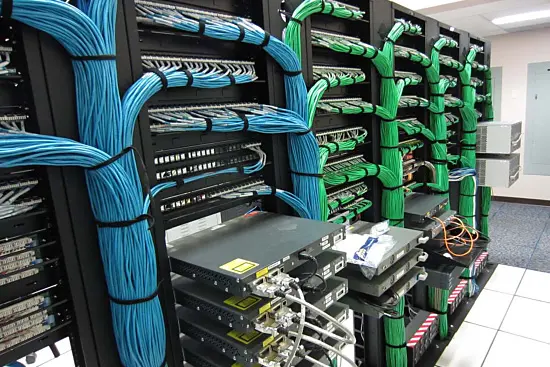 Network Infrastructure Rows of Network Cabinets