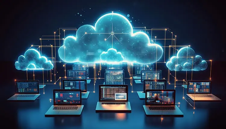 Cloud Hosting Imafe of Laptops Under Three Cloud