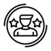 Employee Satisfaction Icon of a Person with A Star on Each Shoulder