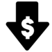 Reduce IT Cost Icon of Downward Pointing Arrow with $