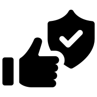 Reliable Performance Icon of Thumbs up With Shield With Correct