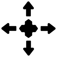 Flexibility and Scalability Icon of Four Arrow Pointing in All Direction